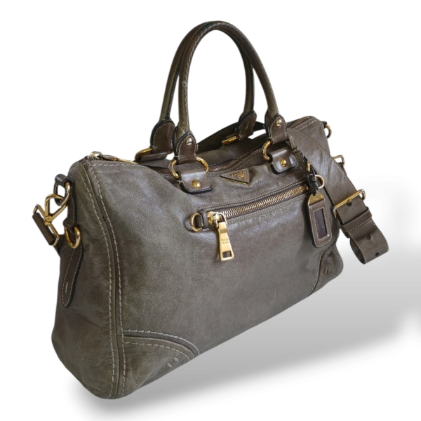 Bolsa Prada Glace Calf Cinza 