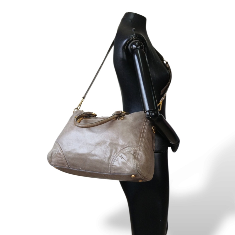 Bolsa Prada Glace Calf Cinza 