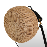 Bolsa Prada Bucket Canvas Preto com Raffia