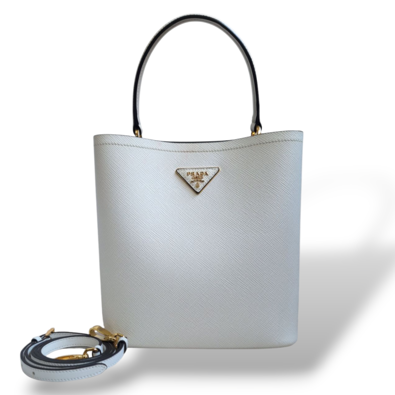 Bolsa Prada Panier Saffiano Off White