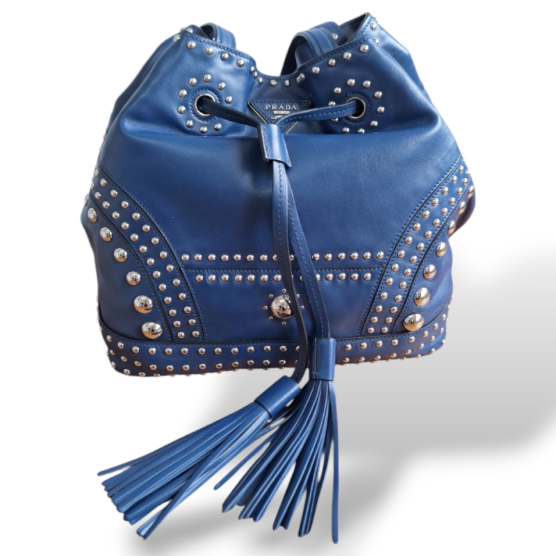 Bolsa Prada Bucket Azul Marinho  Bolsa Prada Bucket Azul Marinho