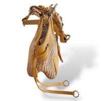 Bolsa Prada em Palha Det Amarelo em Couro