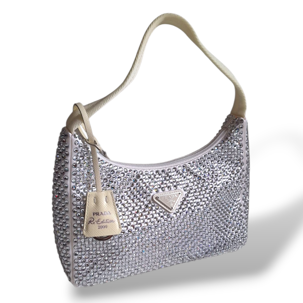 Bolsa Prada Re Edition Crystal 2000 Branca 