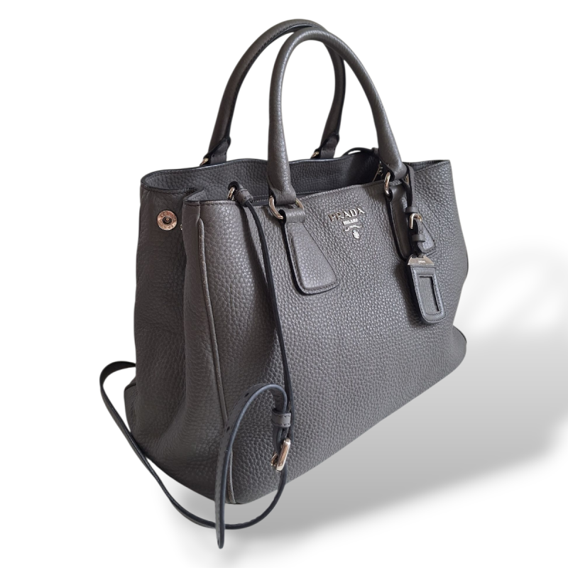 Bolsa Prada Tote Cinza com Alça Longa 
