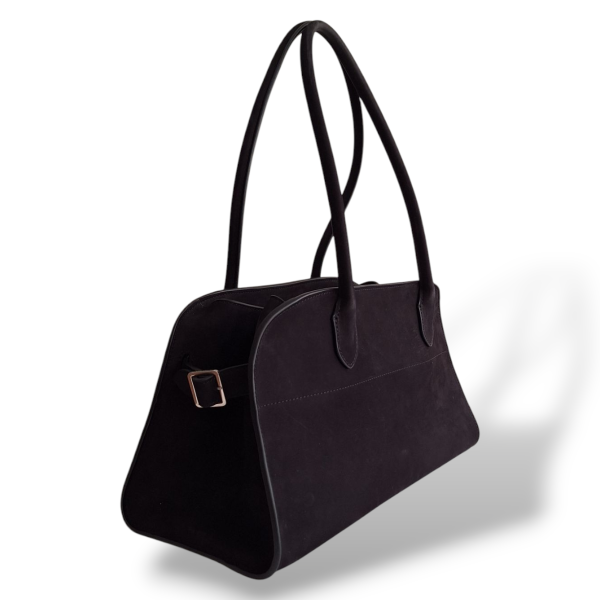 Bolsa The Row Shoulder Margaux 12 em Suede Preta 