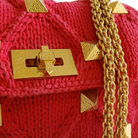 Bolsa Valentino Garavani Knit Roman Stud Vermelha Bolsa Valentino Garavani Knit Roman Stud Vermelha