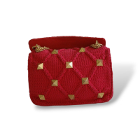 Bolsa Valentino Garavani Knit Roman Stud Vermelha Bolsa Valentino Garavani Knit Roman Stud Vermelha