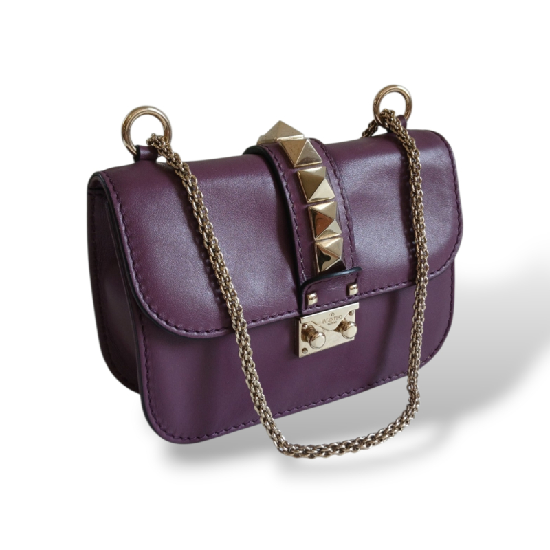 Bolsa Valentino Glam Lock Rockstud Roxa