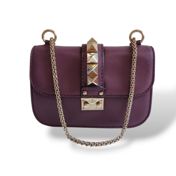 Bolsa Valentino Glam Lock Rockstud Roxa