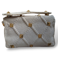 Bolsa Valentino Garavani Knit Roman Stud Off White 