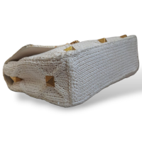 Bolsa Valentino Garavani Knit Roman Stud Off White 