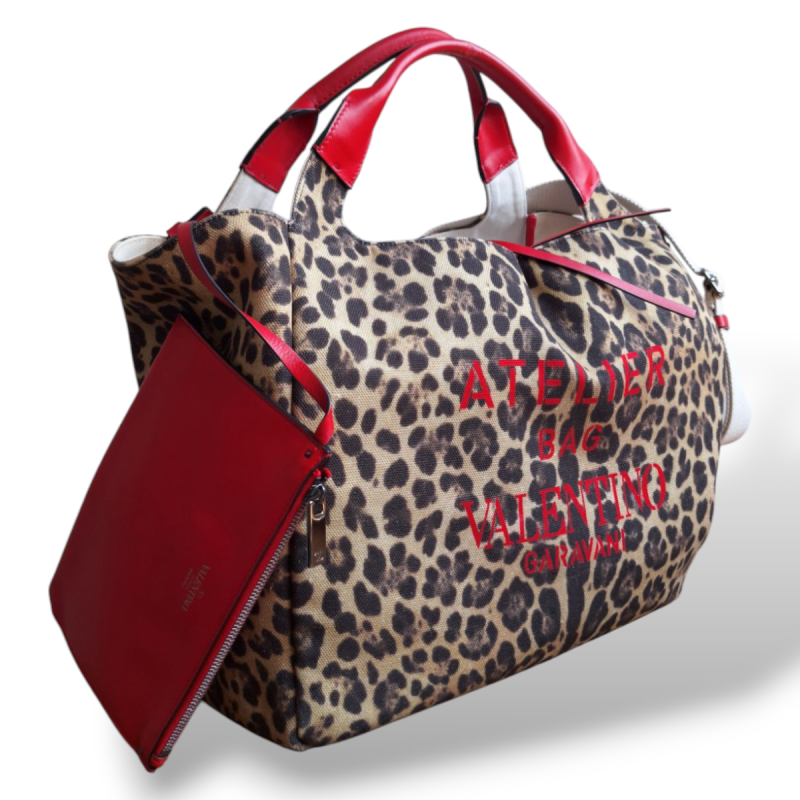  Bolsa Valentino Leopard com Vermelho 