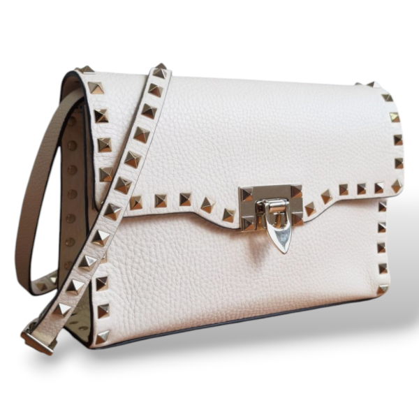 Bolsa Valentino Rockstud Flap Off White   Bolsa Valentino Rockstud Flap Off White