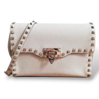  Bolsa Valentino Rockstud Flap Off White 