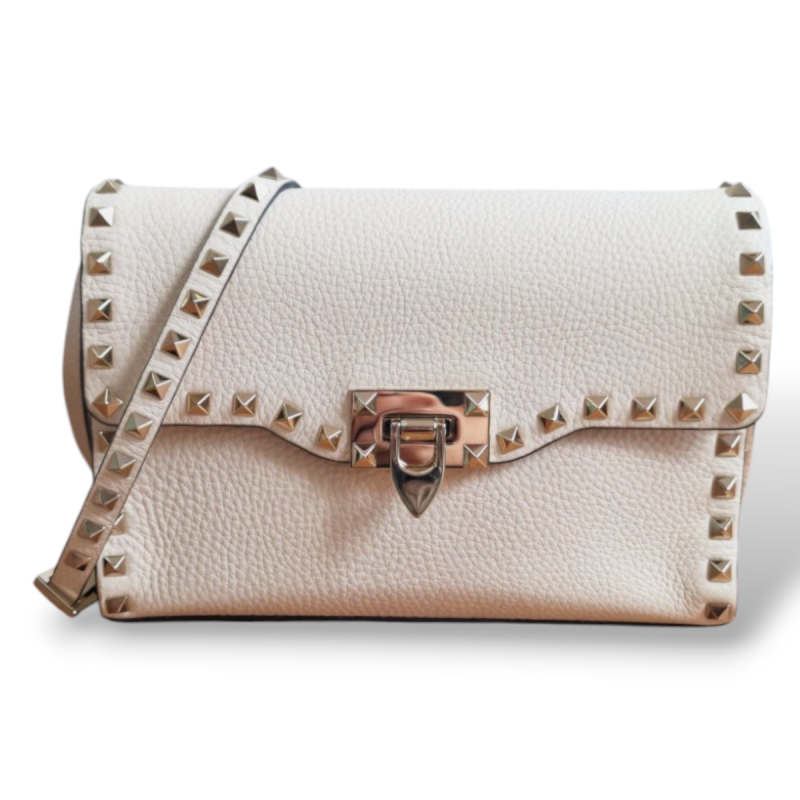 Bolsa Valentino Rockstud Flap Off White   Bolsa Valentino Rockstud Flap Off White