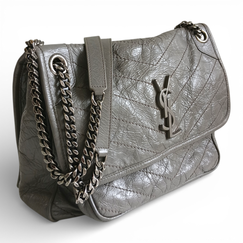 Bolsa Yves Saint Laurent Niki Cinza