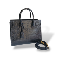 Bolsa Yves Saint Laurent Baby Sac de Jour Croco Preta 