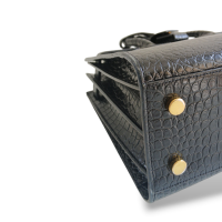 Bolsa Yves Saint Laurent Baby Sac de Jour Croco Preta 
