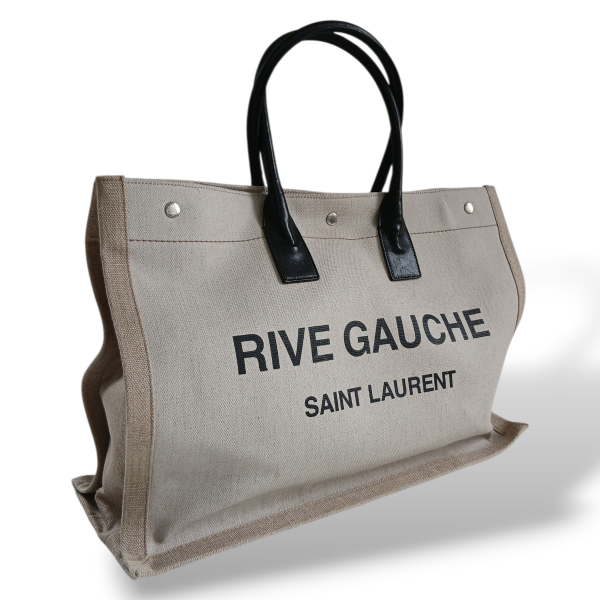 Bolsa Tote Yves Saint Laurent Rive Gauche Natural Bege