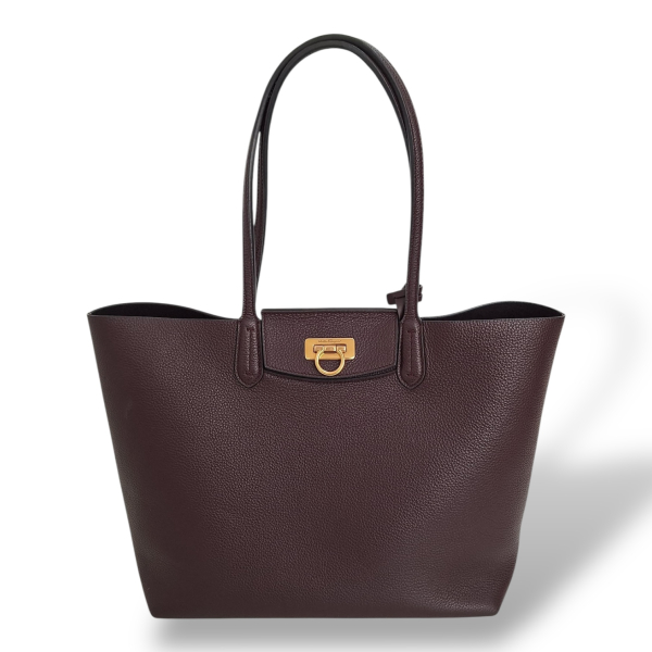 Bolsa Salvatore Ferragamo Tote Marrom Ferragem Dourada