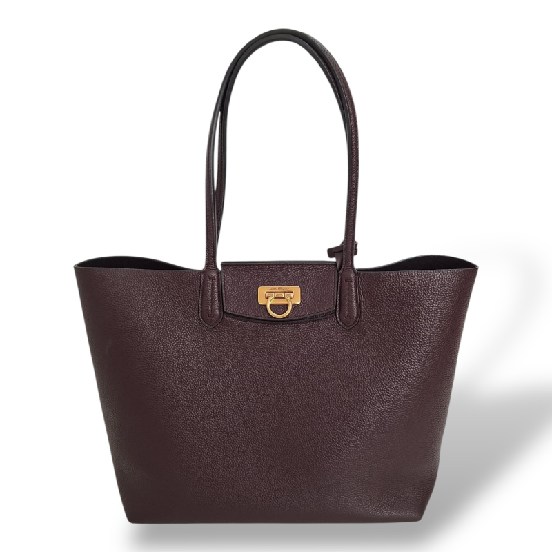 Bolsa Salvatore Ferragamo Tote Marrom Ferragem Dourada