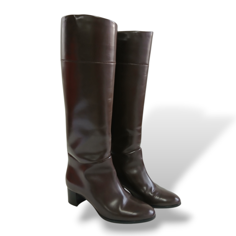 Bota Christian Louboutin Marrom Cano Alto-35