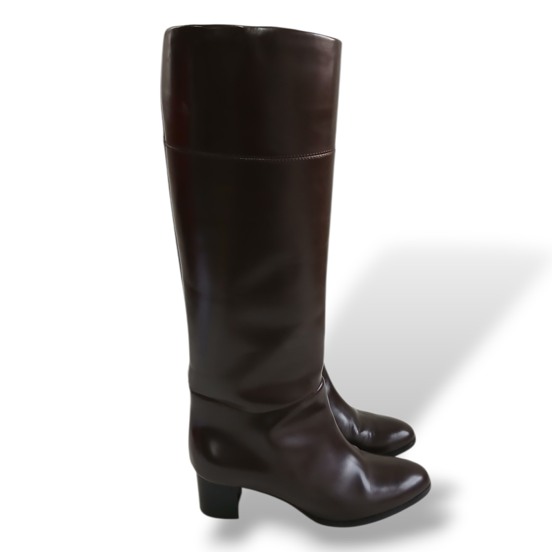 Bota Christian Louboutin Marrom Cano Alto-35