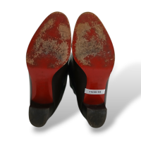 Bota Christian Louboutin Marrom Cano Alto-35