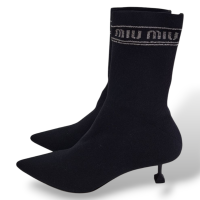 Bota Miu Miu Preta Estilo Meia - 36