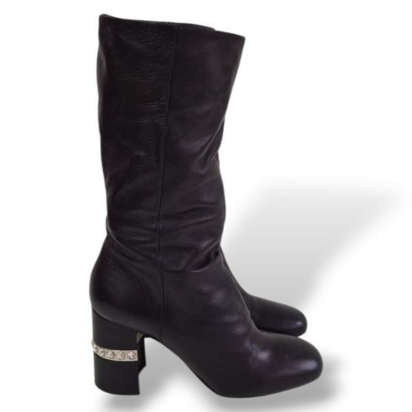 Bota Miu Miu Preta de Couro - 37