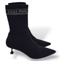 Bota Miu Miu Preta Estilo Meia - 36