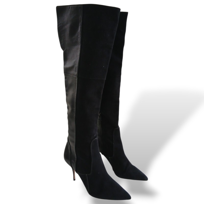 Bota TalieNK Cano Alto de Suede e Couro Preto-38