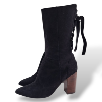 Bota NK Suede Preto Detalhe Amarração-38