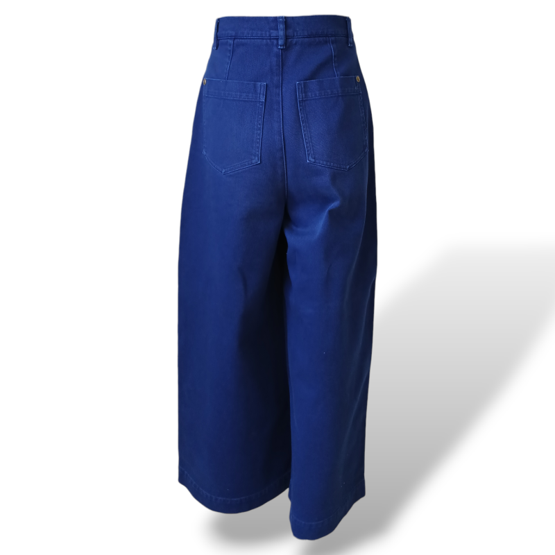 Calça Chanel Azul Pantalona Em Sarja-34