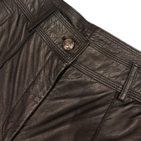 Calça Chanel de Couro Preta-36