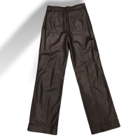 Calça Chanel de Couro Preta-36