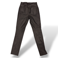 Calça Chanel de Couro Preta-36