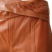 Calça Cris Barros de Couro Caramelo - 38