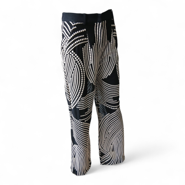 Calça Cris Barros Preta com Bordado Branco e Transparência - 38