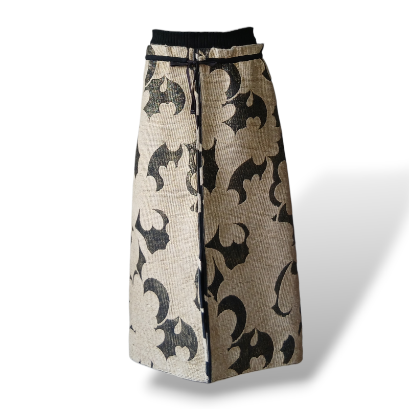 Saia De Goeye Estampada Off White e Preta-36