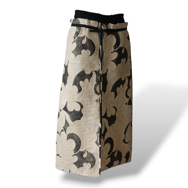 Saia De Goeye Estampada Off White e Preta-36