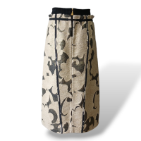 Saia De Goeye Estampada Off White e Preta-36