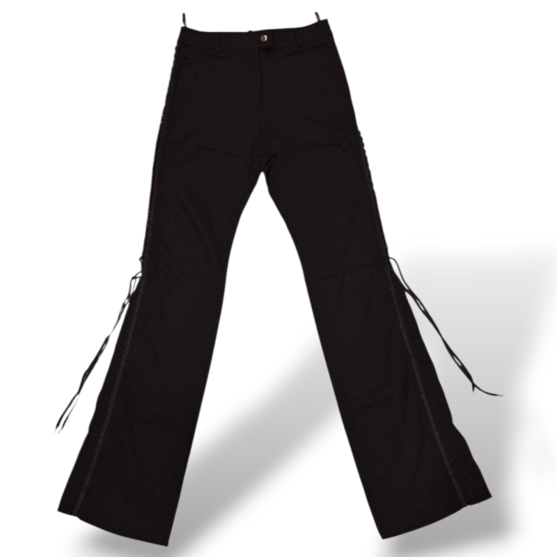Calça Christian Dior Preta com Detalhe na Lateral - 38 Calça Christian Dior Preta com Detalhe na Lateral - 38
