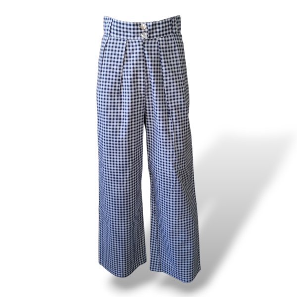 Calça Maria De La Orden Xadrez Azul - P 