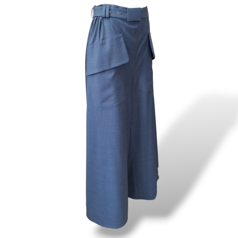 Calça Paula Raia Azul com Elástico na Cintura-36 Calça Paula Raia Azul com Elástico na Cintura-36