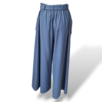 Calça Paula Raia Azul com Elástico na Cintura-36 Calça Paula Raia Azul com Elástico na Cintura-36