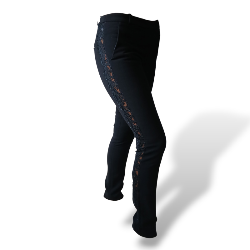 Calça Emílio Pucci Preta Bordada na Lateral-38