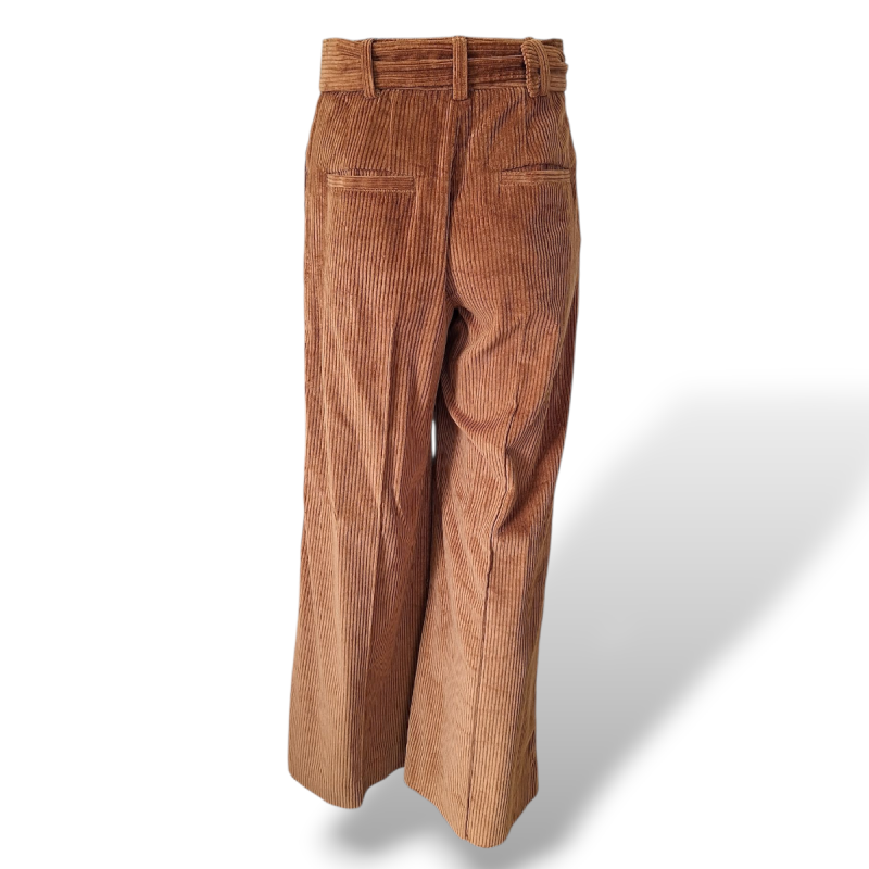 Calça Ulla Johnson de Veludo Cotelê Marrom-P