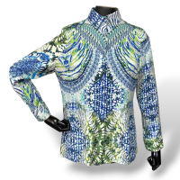 Camisa BoBô Estampada Azul e Verde-M Camisa BoBô Estampada Azul e Verde-M