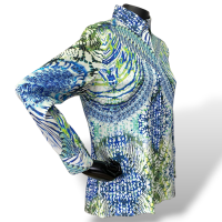 Camisa BoBô Estampada Azul e Verde-M Camisa BoBô Estampada Azul e Verde-M